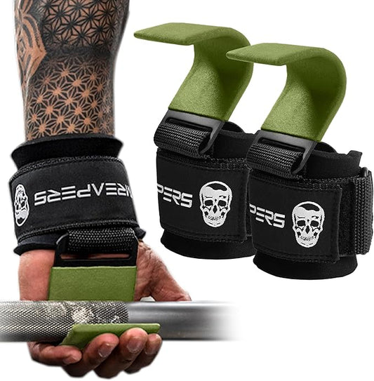 Gymreapers Weight Lifting Hooks (Pair), Heavy Duty Power Wrist Straps Hand Grip Support For Deadlifts, Pull Ups, Shrugs - Gym Gloves For Men and Women-GravixFit