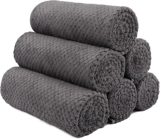HOMEXCEL Gym Towels 6 Packs, (16x27 inches) Highly Absorbent Yoga Towel, Ultra Soft Hand Towels for Daily Use, Fast Drying Microfiber Workout Towels for Gym, Spa, Fitness, Camping, Hotel-GravixFit
