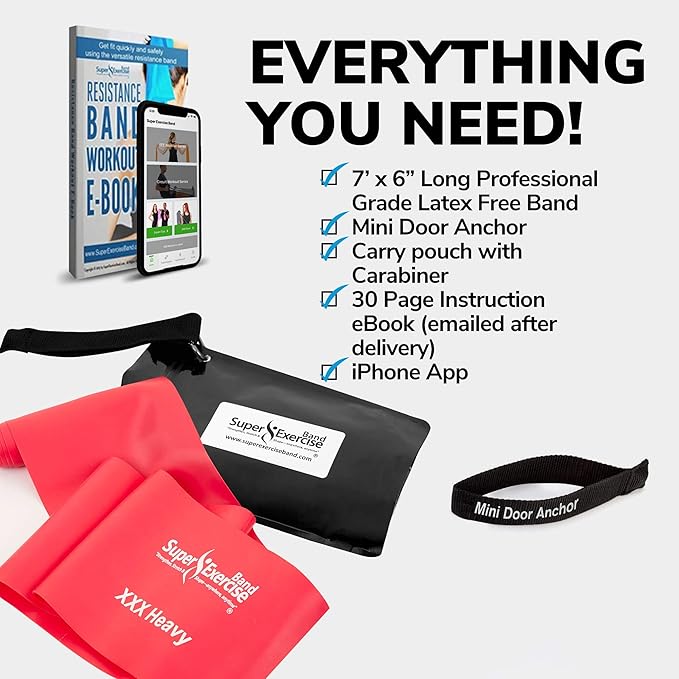 7Ft Long Resistance Bands for Stretching - Resistance Bands Set with Door Anchor - Exercise Bands Including Carry Pouch, E-Book & App - Latex-Free Workout Bands-GravixFit