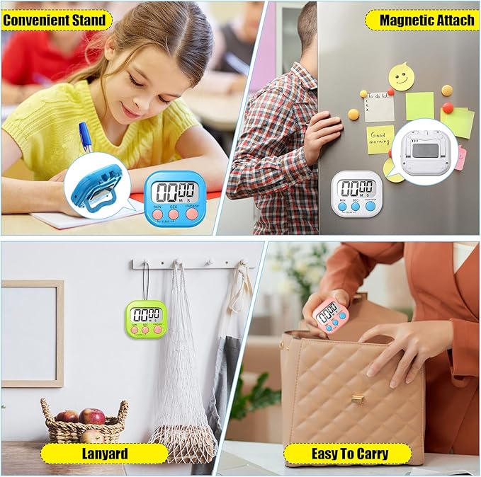 Macarrie 72 Pcs Digital Kitchen Timer Bulk Magnetic Timers for Classroom LCD Display Loud Alarm Electronic Timer Minute Second Clock Timer for Teacher Exercise Cook Baking-GravixFit