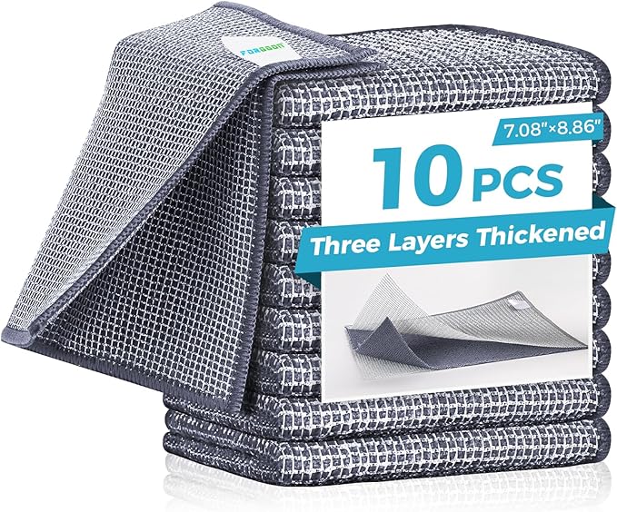 10 Pcs New Upgrade 3-Layer Non Scratch Wire Dishcloth,Wire Dishwashing Rag, Non-Scratch Wire Dishwashing Rags for Wet and Dry, Kitchen Cleaning Dish Rags for Cookware,Sinks, Dishes,Stove-GravixFit
