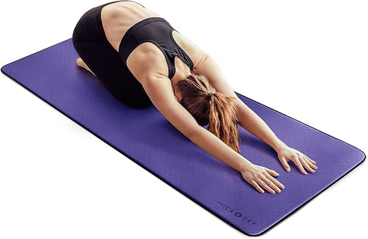 MICRODRY Deluxe Fitness Exercise Yoga Mat for Home & Gym, Extra Thick for High Impact Training, Multi Layered Skid Resistant Surface, Odor Neutralizing with Carrying Strap-GravixFit