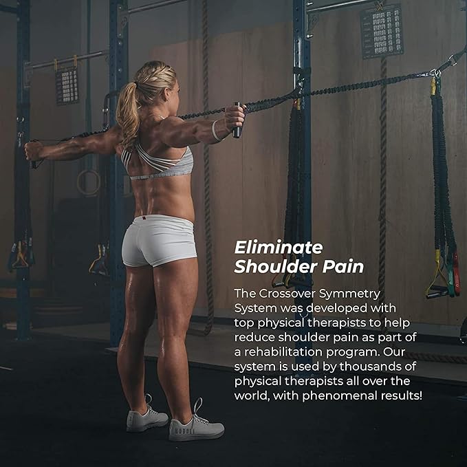 Crossover Symmetry Shoulder System Includes Two Sets of Resistance Bands Attachments Training Guide Exercise Chart Online Workouts for Home Fitness Rehab Rotator Cuff Exercises-GravixFit