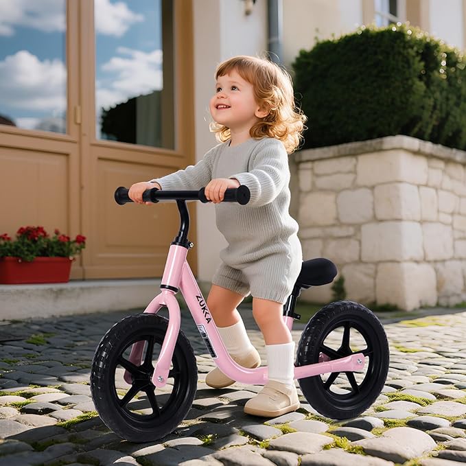 12 inch Toddler Balance Bike Adjustable Handlebar & Seat Anti-Slip Grip Suitable for 2-5 Years Old with Footrest Lightweight for Tolddlers Boys Girls Multiple Colors to Choose-GravixFit