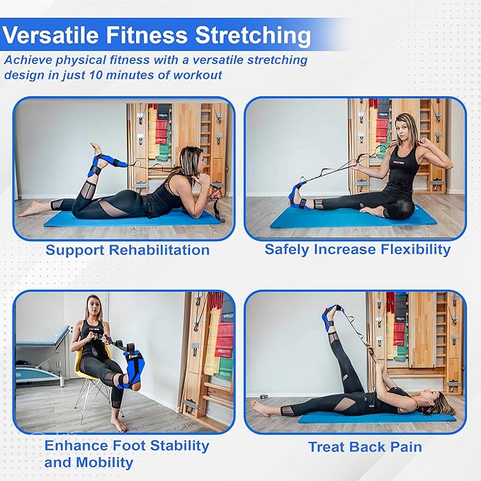 Stretch Strap with Loops for Foot and Calf - Ideal for Physical Therapy, Achilles Tendonitis Relief, and Plantar Fasciitis - Perfect for Yoga, Gymnastics, and Flexibility Training-GravixFit