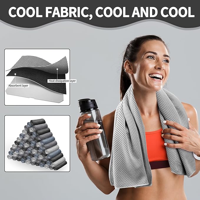 Honoson Cooling Towel Bulk - Neck & Face Cool Chilly Towels Microfiber Breathable Sport Sweat Rag for Gym, Yoga, Travel, Camping, Running, Outdoor-GravixFit