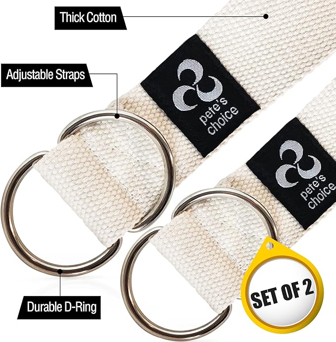 2-PACK or 5-PACK Yoga Exercise Adjustable Straps 8Ft | BONUS eBook | with Durable D-Ring For Pilates & Gym Workouts | Hold Poses, Stretch, Improve Flexibility & Maintain Balance-GravixFit