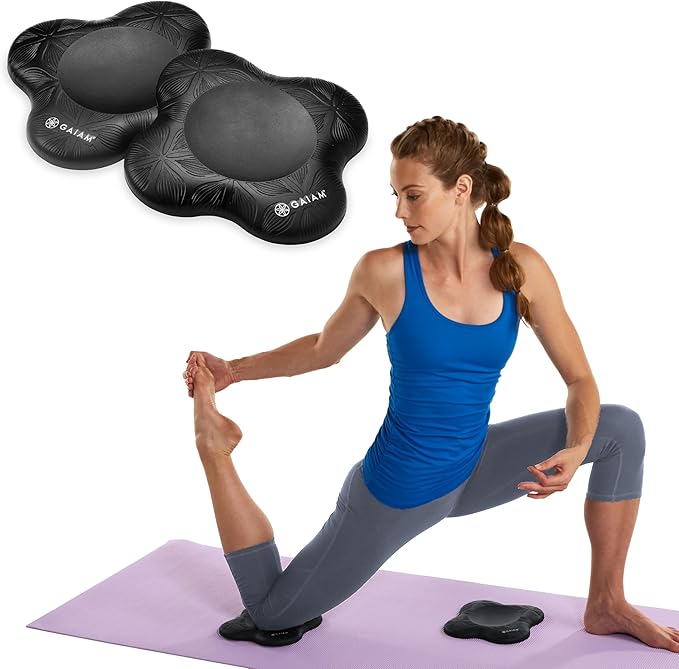 Gaiam Yoga Knee Pads (Set of 2) - Yoga Props and Accessories for Women/Men Cushions Knees and Elbows for Fitness, Travel, Meditation, Kneeling, Balance, Floor, Pilates-GravixFit