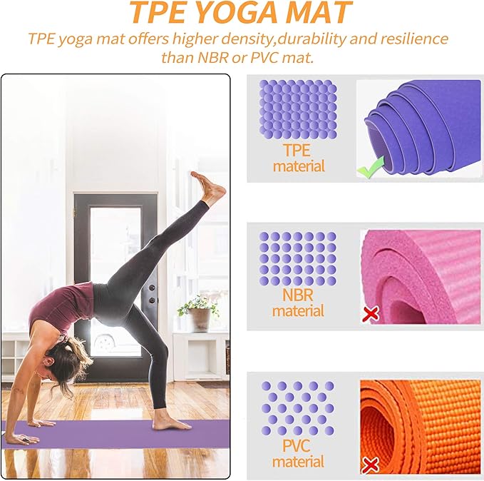 Yoga Starter Kit - 11-Piece Set with Yoga Blocks, Strap, Ball, Mat, Carrying Strap, Net Bag, Cooling Towel-GravixFit
