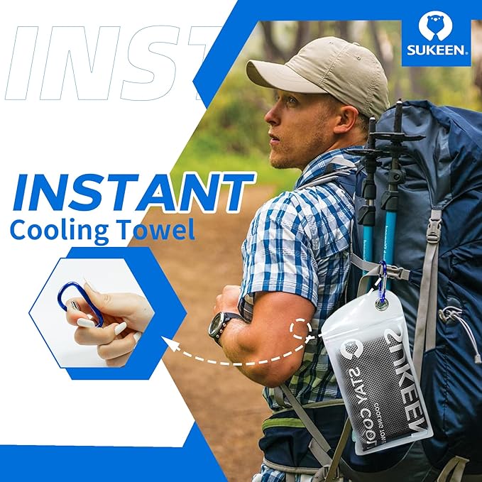 Sukeen Cooling Towel,Instant Evaporative Cooling for Sports,Yoga,Golf,Gym,Neck,Workout and More(40”x 12”)-GravixFit