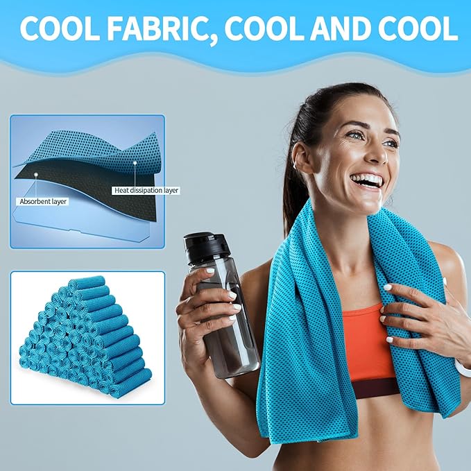Honoson Cooling Towel Bulk - Neck & Face Cool Chilly Towels Microfiber Breathable Sport Sweat Rag for Gym, Yoga, Travel, Camping, Running, Outdoor-GravixFit