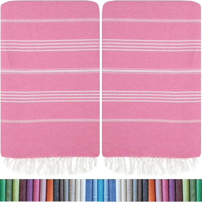 HAVLULAND Oversized Turkish Beach Towel 72’’x40’’ - Set of 12 | 100% Cotton Lightweight Sand Free Quick Dry Pool Towels | Extra Large Bath Towels for Adults Beach Blanket Essentials Case of 12 Pink-GravixFit