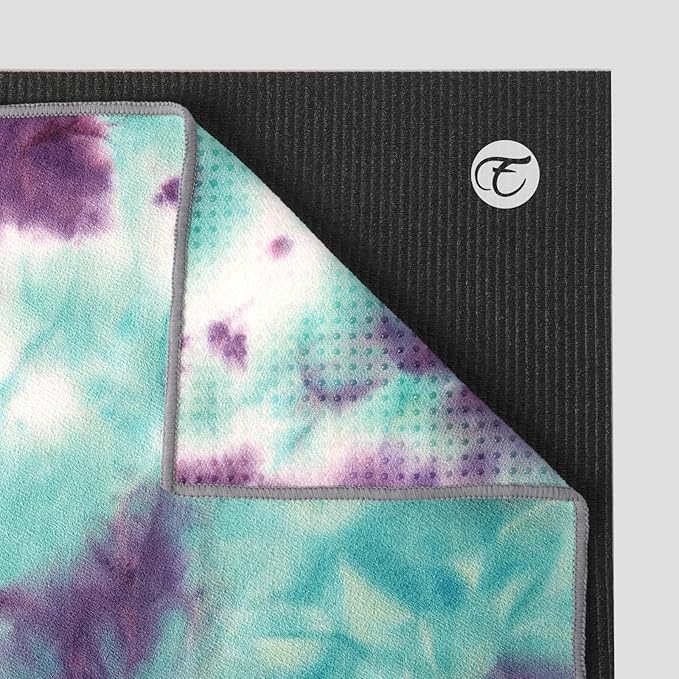 Eunzel 2 Pack Yoga Hand Towel，Microfiber Towel with Grip Dots Sweat Absorbent Non-Slip for Hot Yoga, Pilates and Workout 24" x16"，Purple & Blue/Green & Purple (2 Pack)-GravixFit