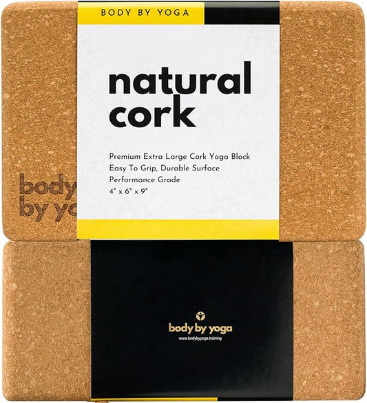 Premium Cork Yoga Blocks - Extra Large Yoga Block 2-Pack or Extra Tall 1-Pack for Inflexible Yogis | Natural, High-Density Cork for Superior Support & Stability | Optional Yoga Strap & Gift Box-GravixFit