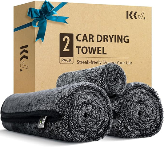 KKV 2-Pack Microfiber Towels (35"x 24") Extra Large Ultra Absorbent Drying Towel for Cars and Trucks, Without Streaks, Scratches, or Water Spots-GravixFit