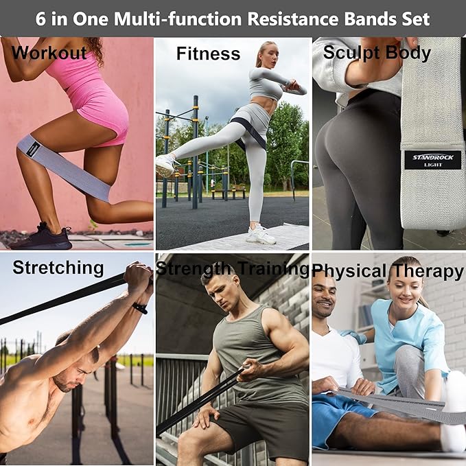 Fabric Resistance Bands for Working Out, 3 and 4 Levels Booty Bands Long Resistance Bands for Women and Men | Elastic Bands for Exercise Bands Resistance Workout Bands Resistance-GravixFit