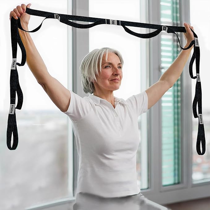 Stretching Strap Yoga Strap with 10 Loops, Non-Elastic Stretch Band for Physical Therapy, Flexibility, Exercise, Pilates, Dance & Gymnastics Workout-GravixFit