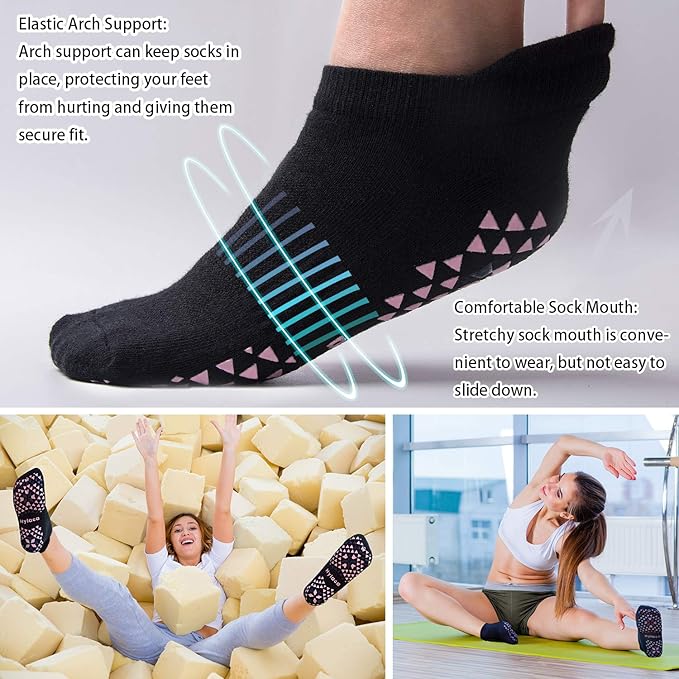 Hylaea Unisex Non Slip Socks with Grip for Yoga, Hospital, Pilates, Barre | Ankle, Cushioned-GravixFit