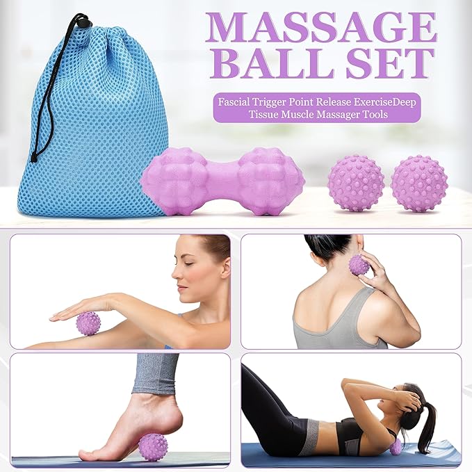 Yoga Wheel Set, Wheel Foam Roller with Back Cracker Roller for Pain Relief & Deep Tissue Massage and Stretching 500lbs Capacity, Trigger Point Therapy Massage Ball, Yoga Blocks 2 Pack with Strap-GravixFit