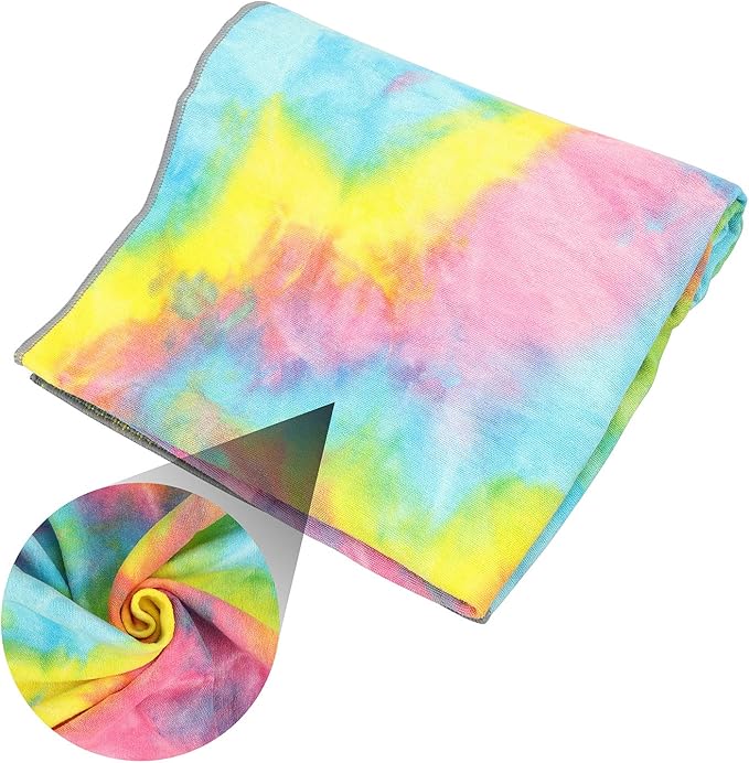 Yoga Towels Non Slip Hot Yoga Towel Skidless Waffle Texture100% Absorbent Odorless Microfiber Yoga Blanket Standard Sized 24 x72 in Mat Towel,for Hot Yoga Bikram Pilates (Pink & Blue & Yellow)-GravixFit