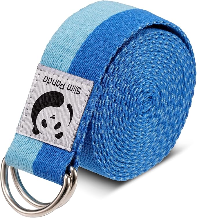 Slim Panda Yoga Strap for Stretching,Cotton Yoga Strap with Adjustable D-Ring Buckle,Non-Elastic Yoga Belt for Pilates,Gym Workouts,Physical Therapy,Improve Flexibility-GravixFit