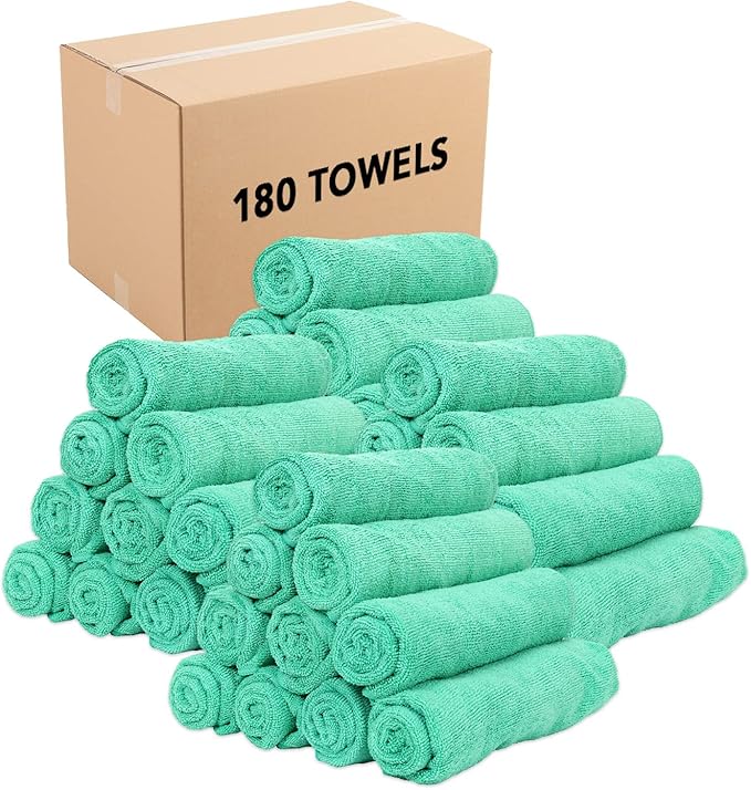 Arkwright Microfiber Gym Towel - Bulk Case of 180 - Super Soft, Quick Dry Workout Sweat Towels, 300 GSM Lightweight & Absorbent for Sports, Working Out, Yoga, and Spa, 16 x 27 in, Green-GravixFit