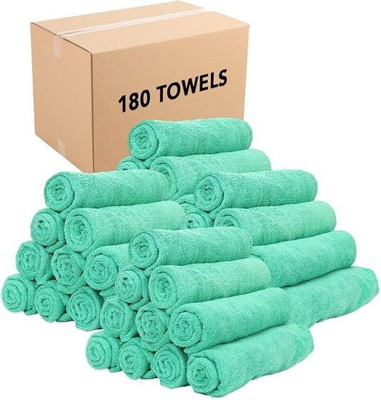 Arkwright Microfiber Gym Towel - Bulk Case of 180 - Super Soft, Quick Dry Workout Sweat Towels, 300 GSM Lightweight & Absorbent for Sports, Working Out, Yoga, and Spa, 16 x 27 in, Green-GravixFit