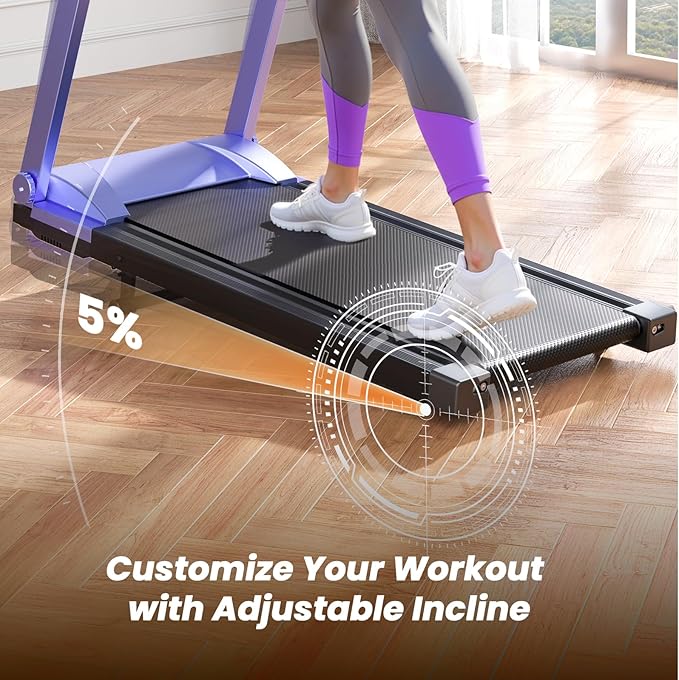 DeerRun Treadmills for Home with Incline and Handles, 3.5 HP Foldable Treadmill 350 LBS Weight Capacity for Small Spaces, Folding Running Machine with Smart APP-GravixFit