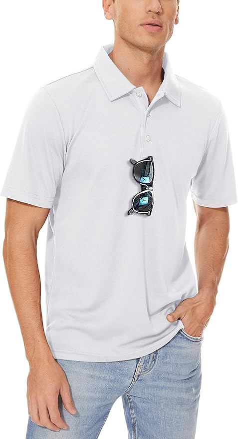 MAGCOMSEN Men's Polo Shirts 3 Buttons Casual Work T Shirts Quick Dry Short Sleeve Golf Shirt Pique Jersey Outdoor Performance-GravixFit