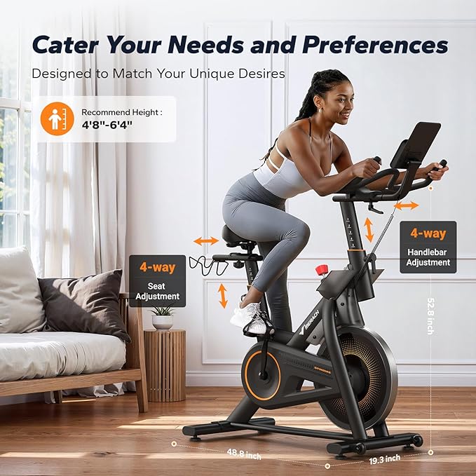 MERACH Magnetic Exercise Bike, Indoor Cycling Bike with Self-Developed App, 350 lbs Weight Capacity & 40 lbs Flywheel, Stationary Bike for Home Gym Fitness