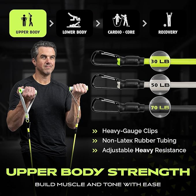 Ex Kit Home Gym Equipment with Carry Bag - 10Pcs Resistance Bands Kit with Handles, Door Anchor, Jump Rope, Booty Bands & More – Full Body Workout Bands Set for Strength, Cardio & Flexibility-GravixFit