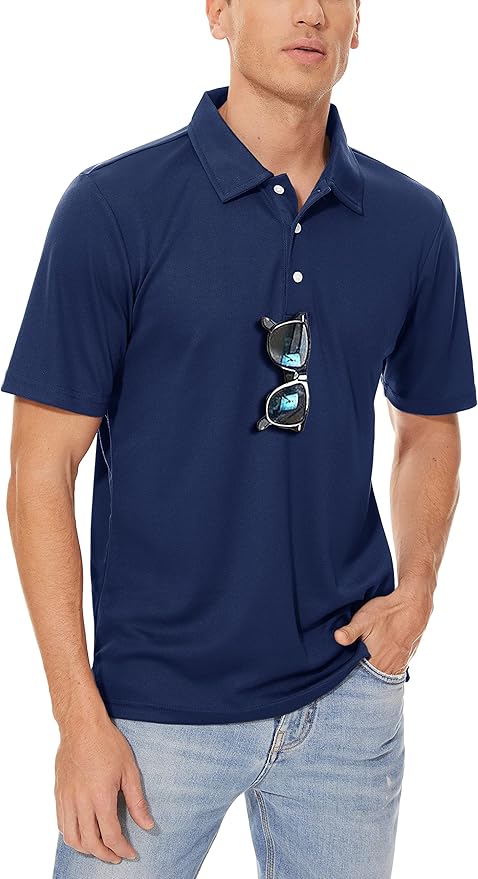 MAGCOMSEN Men's Polo Shirts 3 Buttons Casual Work T Shirts Quick Dry Short Sleeve Golf Shirt Pique Jersey Outdoor Performance-GravixFit