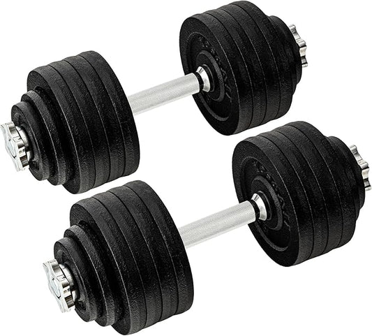 Yes4All Old School Adjustable Dumbbell Set with Weight Plates, Star Lock Collars/Connector, 40lbs to 200lbs Adjustable Weight Plates Set-GravixFit