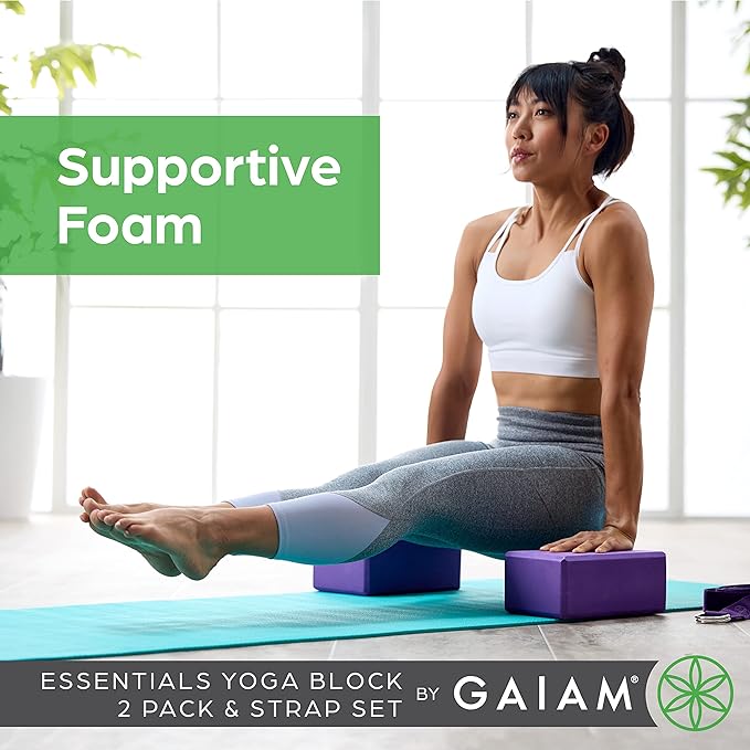 Gaiam Yoga Block - Supportive Latex-Free Eva Foam - Soft Non-Slip Surface with Beveled Edges for Yoga, Pilates, Meditation - Yoga Accessories for Stability, Balance, Deepen Stretches-GravixFit