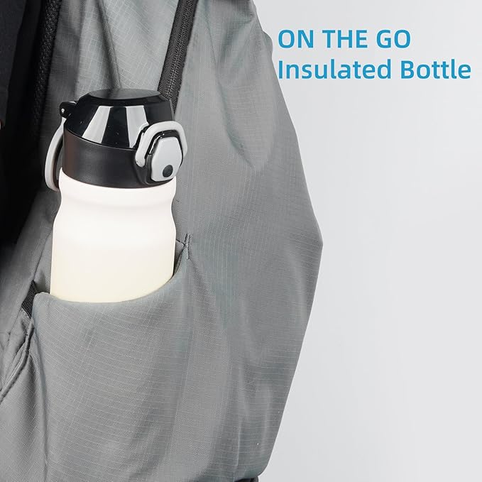 Insulated Water Bottle with Straw and Carry Loop,18 oz Stainless Steel Double Wall Vaccum Metal Water Flask with Leak-proof Lid,Lemon-GravixFit