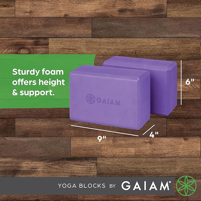 Gaiam Yoga Block - Supportive Latex-Free Eva Foam - Soft Non-Slip Surface with Beveled Edges for Yoga, Pilates, Meditation - Yoga Accessories for Stability, Balance, Deepen Stretches-GravixFit