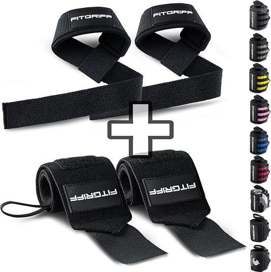 Fitgriff® Lifting Straps & Wrist Wraps (Bundle) Superior Support for Weightlifting & Gym Workouts - for Men and Women-GravixFit