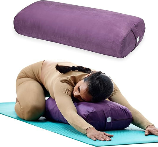 Gaiam Yoga Bolster - Long, Rectangular Meditation Pillow - Supportive Cushion for Restorative Yoga and Sitting on the Floor - Built-In Carrying Handle - Machine Washable Cover'-GravixFit