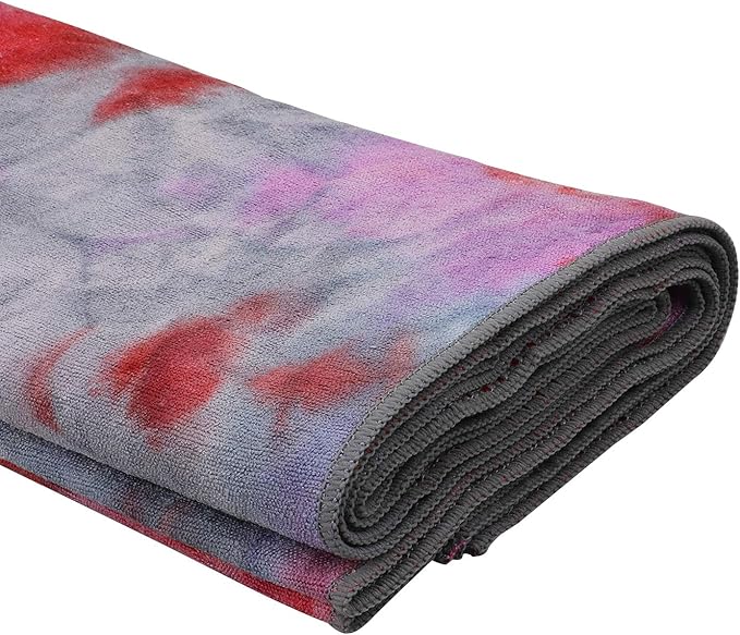 Yoga Towels , Non Slip Hot Yoga Towel Skidless Waffle Texture, 100% Absorbent Odorless Microfiber Yoga Blanket, Standard Sized 24 inchx72 inch Mat Towel (Pink & Red)1-GravixFit