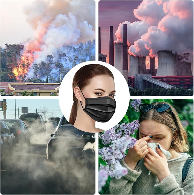 100 PCS Disposable Face Masks, Black Disposable Masks, 3 Ply Protection Face Masks-GravixFit