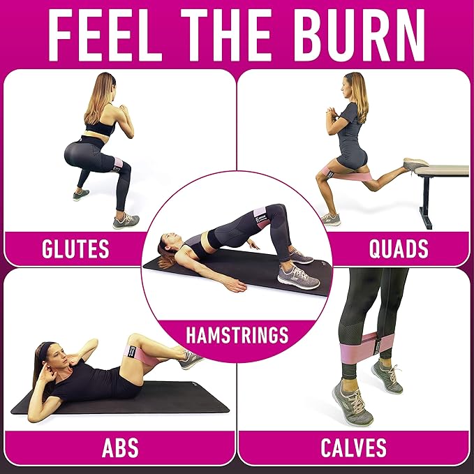Resistance Bands for Working Out with Workout Bands Guide. 4 Booty Bands for Women Men Fabric Elastic Bands for Exercise Bands Resistance Bands for Legs Bands for Working Out Hip Thigh Glute Bands Set-GravixFit
