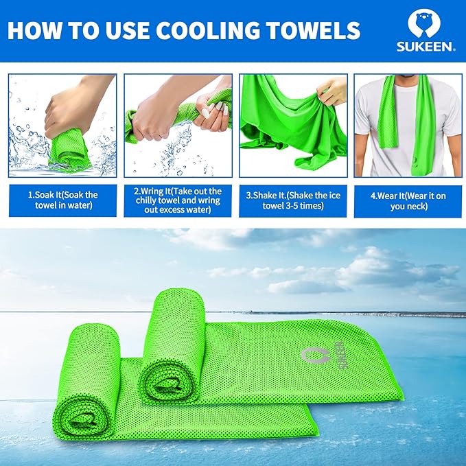 Sukeen 12 Pack Cooling Towel (40"x12"), Ice Towel Sets,Soft Breathable Chilly Towel,Microfiber Towel for Yoga,Sport,Running,Gym,Workout,Camping,Fitness,Workout-GravixFit