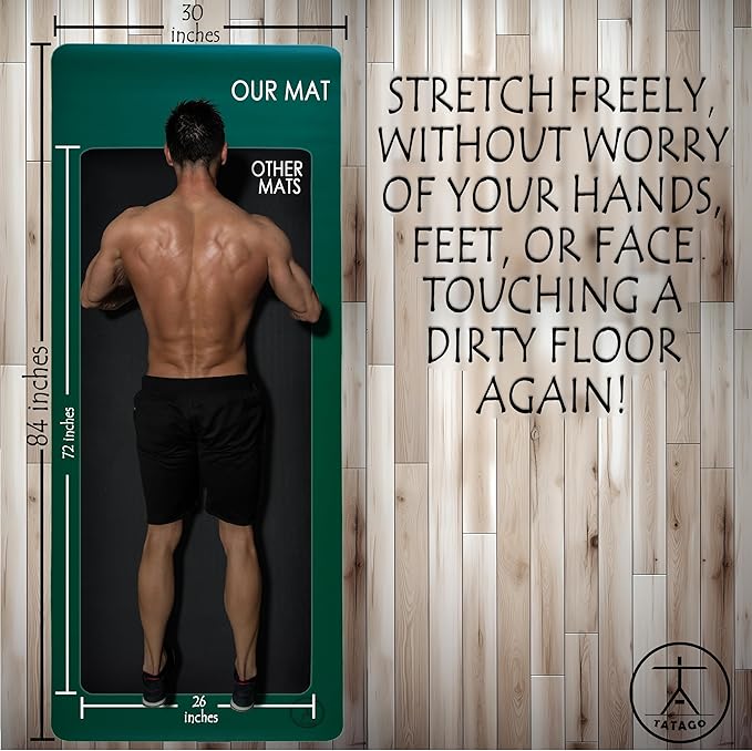 Tatago Hot Yoga Mat Non Slip-Professional Grade Natural Rubber Yoga Mat, Pliates Mat, Stretching Mat or exercise mats for home workout. Nonslip for Hot and Sweaty Classes. Includes Yoga Strap for Carrying and Stretching too.-GravixFit