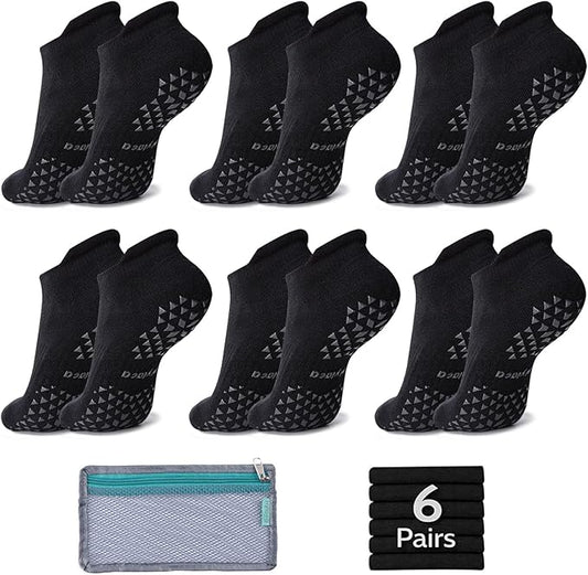 Hylaea Unisex Non Slip Socks with Grip for Yoga, Hospital, Pilates, Barre | Ankle, Cushioned-GravixFit
