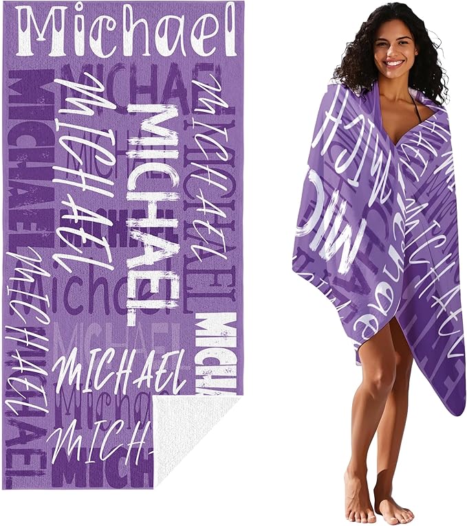 JML Personalized Beach Towel with Name, Custom Beach Towel with Name, Customized Microfiber Pool Towel, Quick Dry & Absorbent Swim Towel for Adult,Anniversary, Birthday, Summer Holiday,Vacation-GravixFit