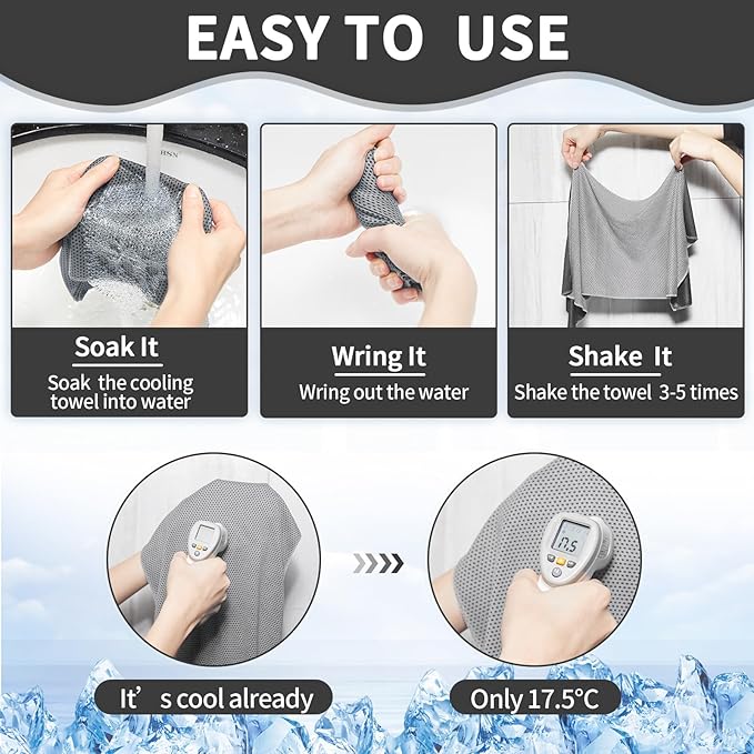 Honoson Cooling Towel Bulk - Neck & Face Cool Chilly Towels Microfiber Breathable Sport Sweat Rag for Gym, Yoga, Travel, Camping, Running, Outdoor-GravixFit