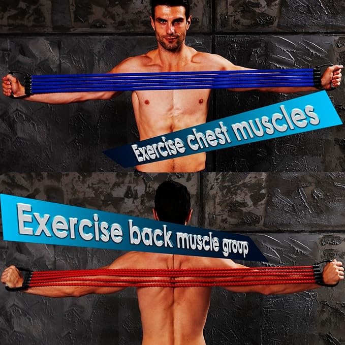 5-Level Chest Expander with Adjustable Resistance Bands, Exercise Band with Handle, Suitable for Men and Women of Different Strength Classes Fitness, Yoga, Training Home Gym Equipment-GravixFit