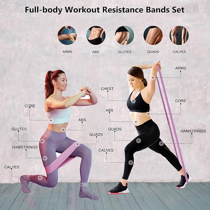 Fabric Resistance Bands for Working Out, 3 and 4 Levels Booty Bands Long Resistance Bands for Women and Men | Elastic Bands for Exercise Bands Resistance Workout Bands Resistance-GravixFit