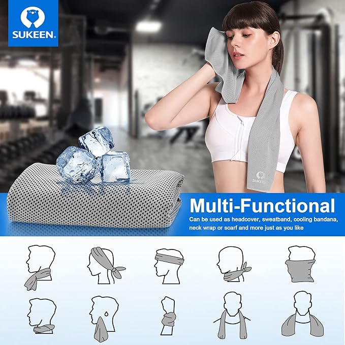 Sukeen Cooling Towel,Instant Evaporative Cooling for Sports,Yoga,Golf,Gym,Neck,Workout and More(40”x 12”)-GravixFit