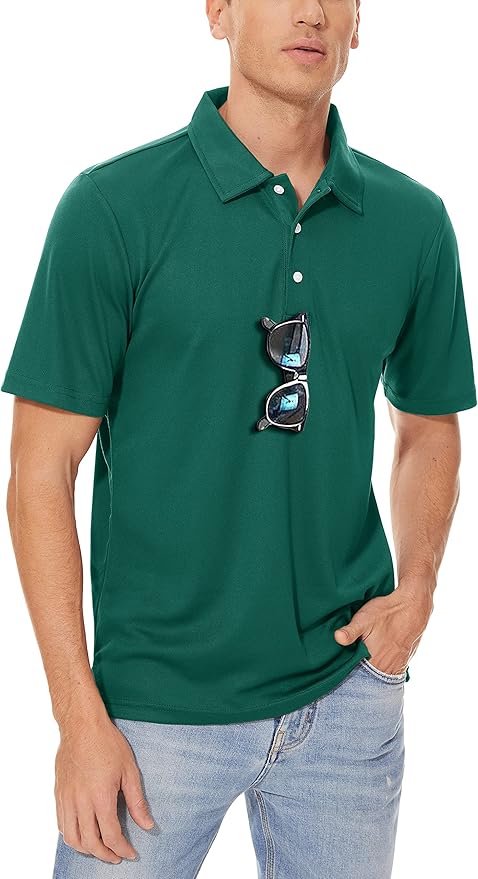 MAGCOMSEN Men's Polo Shirts 3 Buttons Casual Work T Shirts Quick Dry Short Sleeve Golf Shirt Pique Jersey Outdoor Performance-GravixFit